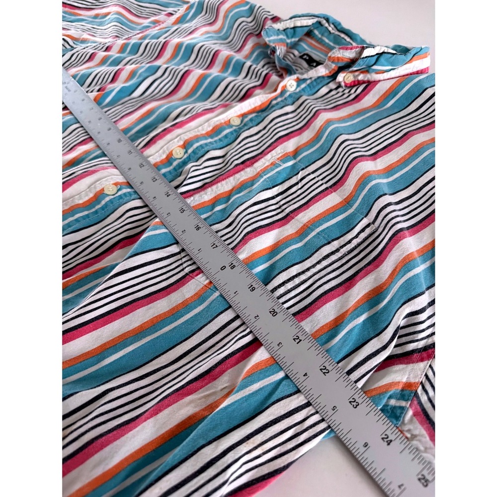Vintage 1990s Pache Mens Large Multicolor Striped Short Sleeve Button Down Shirt - Picture 4 of 6